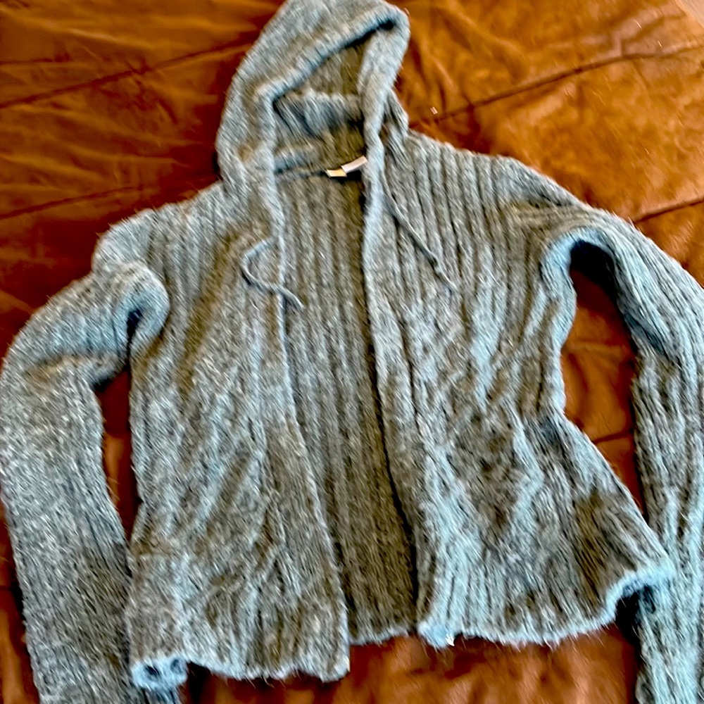Bluish Green zip up sweater hoodie